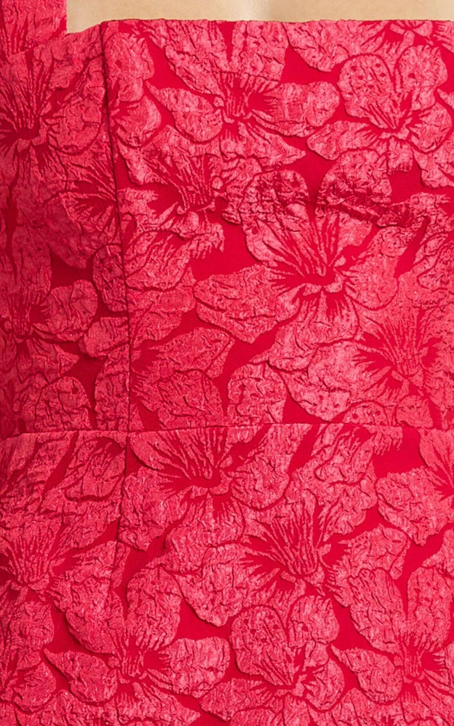 Gabbie Mini Dress - Jacquard Halter Fit And Flare Dress in Red