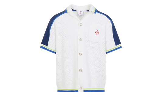 Tennis Cotton Crochet Shirt "White / Blue" MSS26KW131001