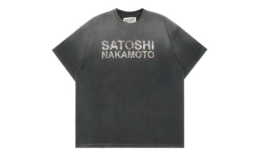 Pearl Studded Logo Tee "Washed Black" SAT006