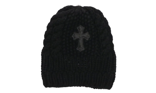 Leather Cross Patch Beanie "Black" CHRM0768
