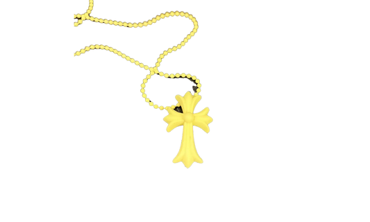 Silicone Cross Necklace "Neon Yellow" CHRM0675