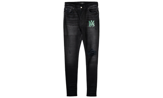 Watercolor MA Logo Jeans "Aged Black Green" SS22MDS012 023