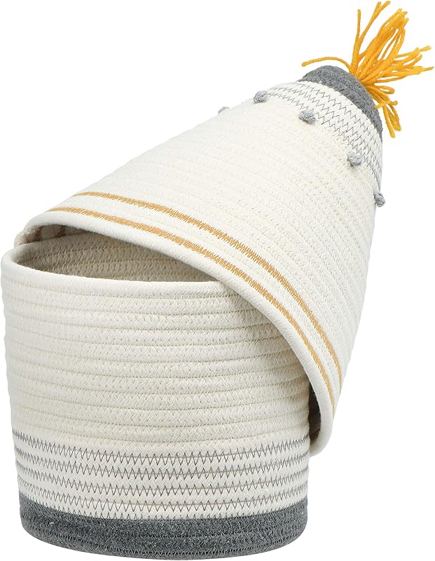 Cotton Rope Lid and Embroidery Baskets Grey DF3239