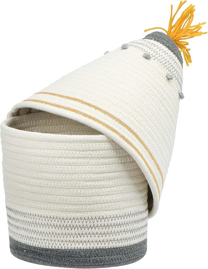 Cotton Rope Lid and Embroidery Baskets Grey DF3239