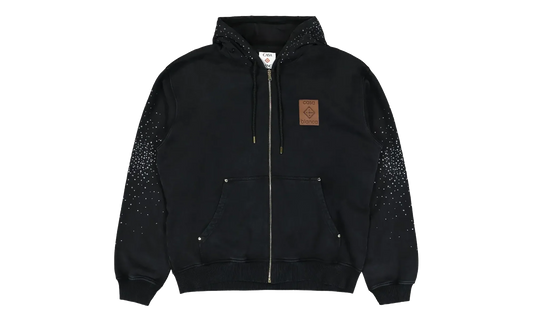 La Prémonition Crystal Embellished Zip Hooded Sweatshirt "Black" MS25 JTP 343 01