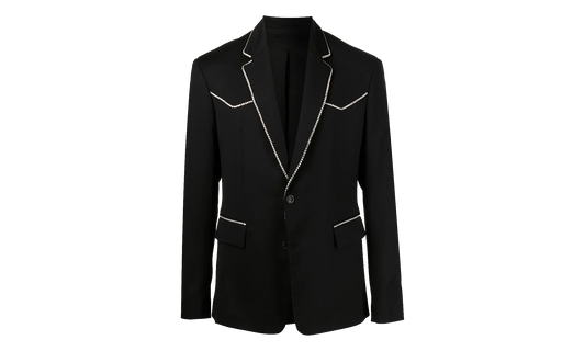 Crystal Trim Single Breast Jacket "Black" MJF017 001