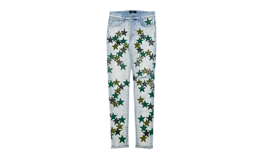 Leather Star Patch Jeans "Chemist - Light Indigo Green Multi" SS22MDS022 485