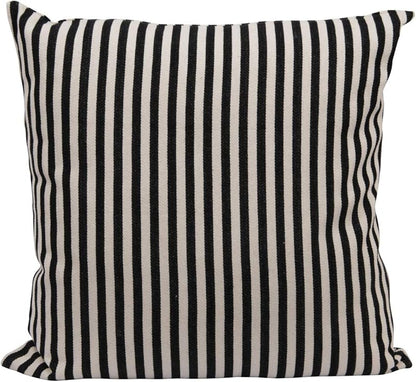 Woven Cotton Striped Pillow Black and Cream
