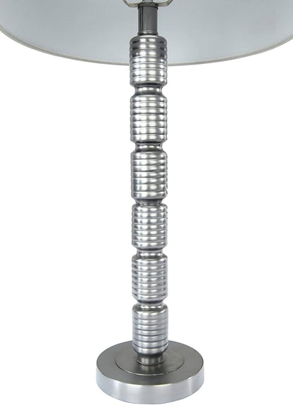 Faceted Metal Table Lamp with Stacked Column Design