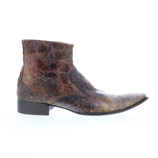 Astton Vettore 1678 Mens Brown Leather Zipper Casual Dress Boots