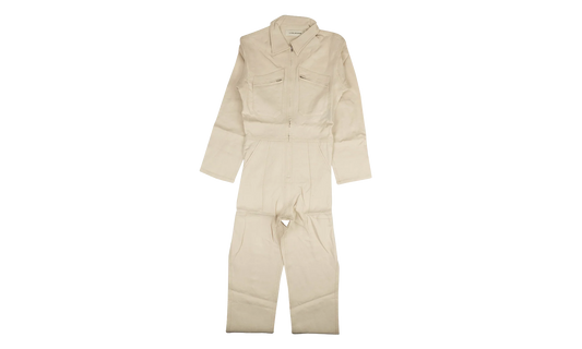 Linen Contrast Stitch Jumpsuit "Beige" 74NGG AP