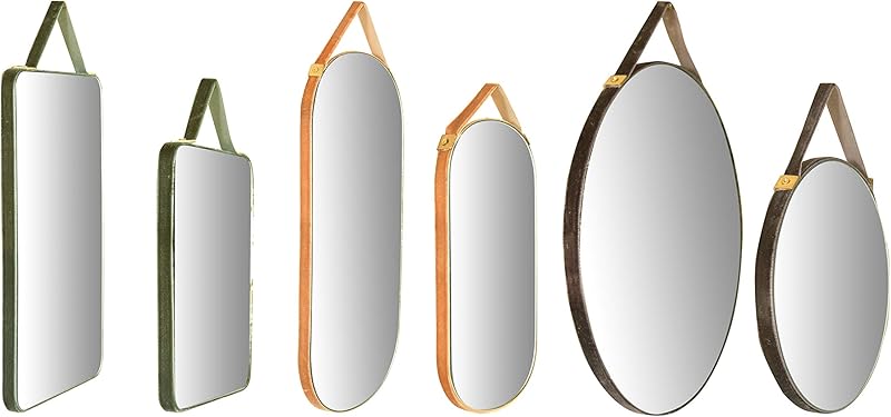 Various Velvet Edged Wall Mirrors Multicolor Set of 6
