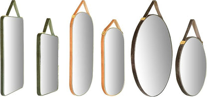 Various Velvet Edged Wall Mirrors Multicolor Set of 6