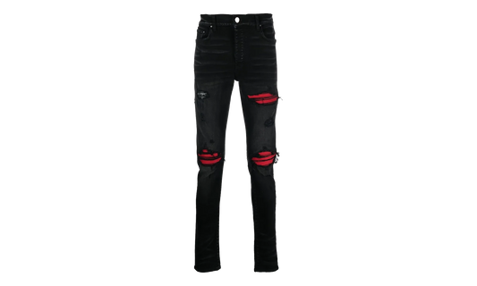 MX1 Ultra Suede Patch Jeans "Aged Black Red" AW22MDS010 023
