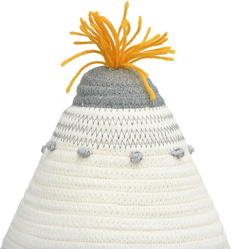 Cotton Rope Lid and Embroidery Baskets Grey DF3239
