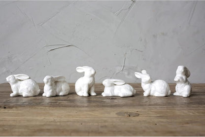 White Ceramic Bunnies Set of 6 Pieces
