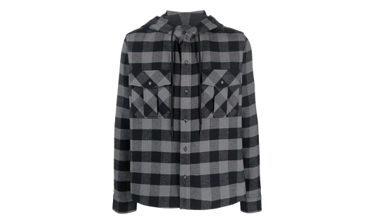 Arrow Hoodie Flannel Shirt "Black / White" OMGA125F21FAB0010501