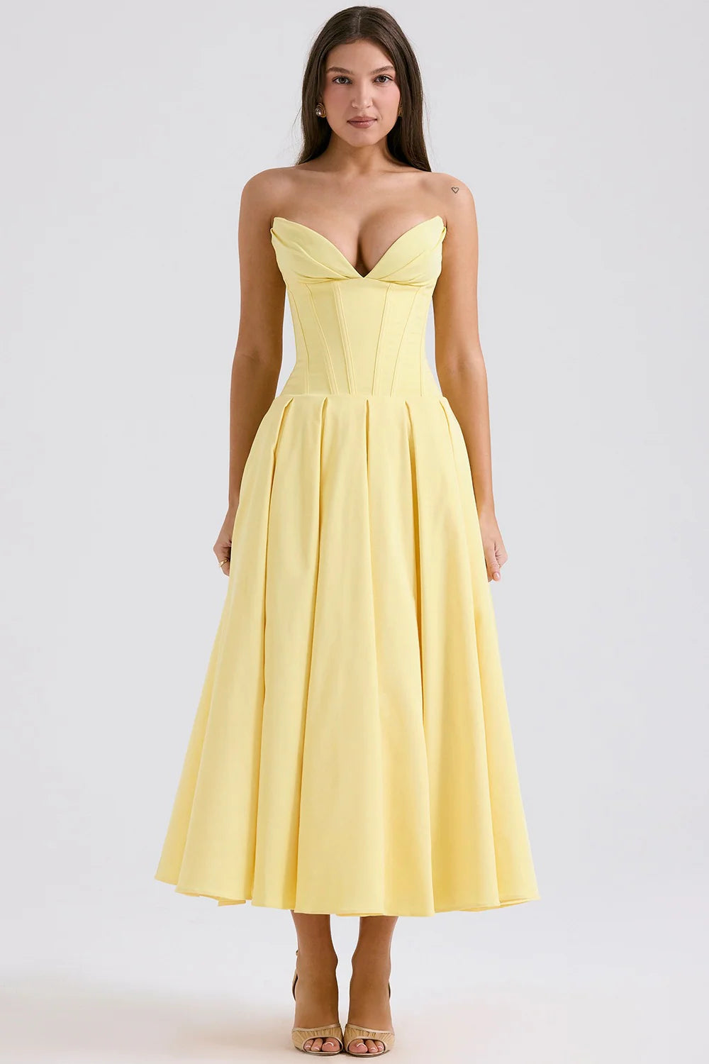 Livette - Strapless Corset Midi Dress