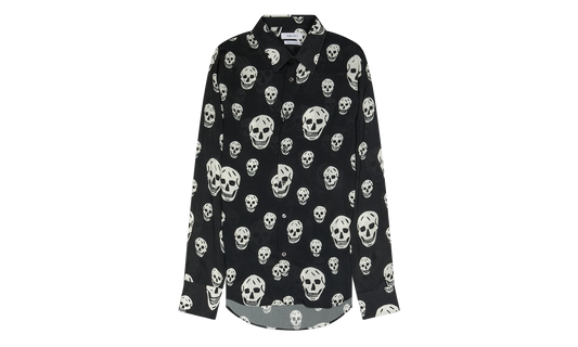 All Over Skulls Button Down Shirt "Black / Ivory" AM004