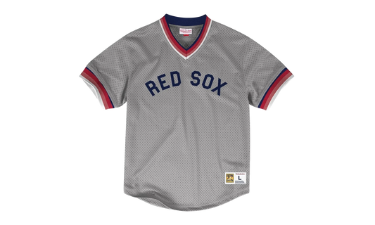 MLB Mesh V-Neck Tee "Boston Red Sox - Grey" MSPOAJ18001 BRSGREY1
