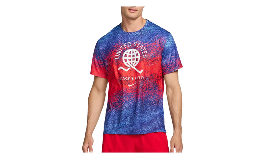Dri-Fit Usa Miler Printed Running T-Shirt "Bright Crimson / Old Royal / White" FJ3411 635