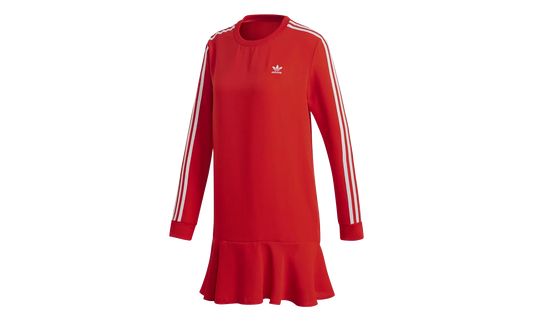 3 Stripe Long Sleeve Dress WMNS "Red" DW3880
