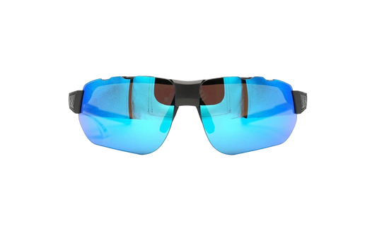 Conquer Sunglasses "Gray Blue Mirror - Satin Carbon / Black Rubber" 8600132 060161
