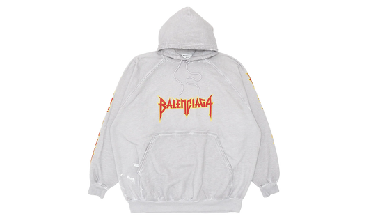 Oversized Painted Vintage Metal Logo Hoodie "Dirty White Red Yellow" 697879 TMV89 0901