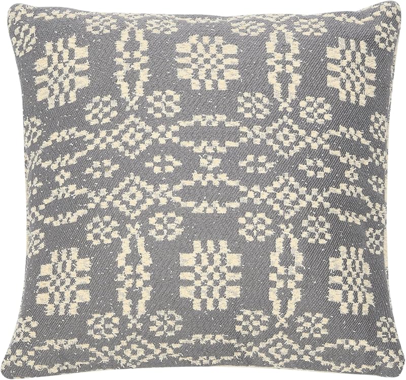 Woven Cotton Jacquard Pillow 20 L x 20 W x 0 H Greige