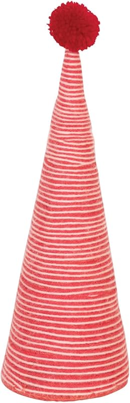 Wool Yarn Wrapped Tree with Pom Pom Red