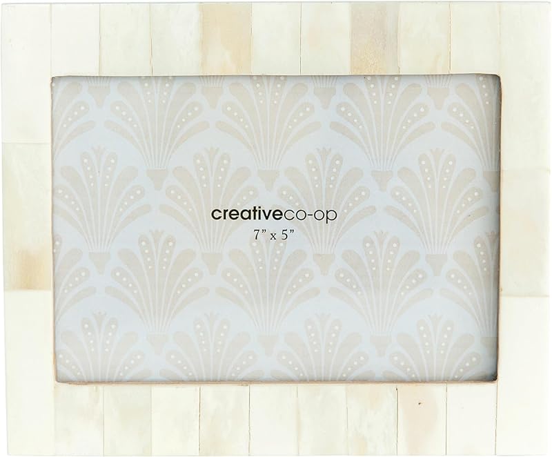 Amazoncom White Resin Photo Frame with Beige Accents Holds 5 x 7 Photo