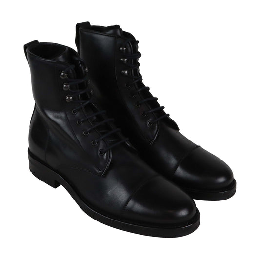 Aquatalia Odell Waxy Pul Up Sherling 34M0083 Mens Black Casual Dress Boots