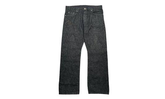 Leather Star Patch Denim Jeans "Washed Raw Denim Black" CHRM1109