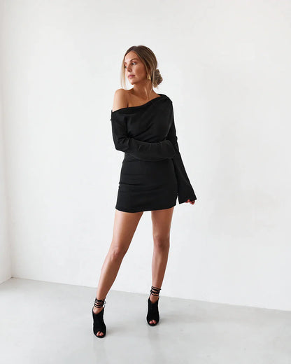 Cupro Mini Dress - Black