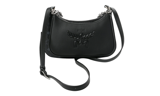 Small Aren Leather Mix Hobo in Visetos "Black" MWHGSTA04BK001