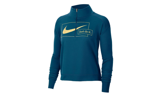Icon Clash Midlayer Insulated Half Zip Top WMNS "Valerian Blue / Metallic Gold" CZ1624 460