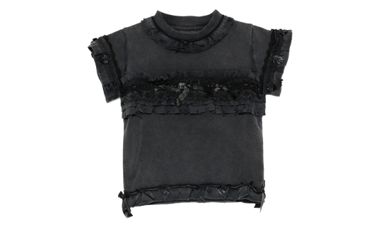 Ruffle Crew Neck T-Shirt WMNS "Washed Black" 836121 TTVF8 1055