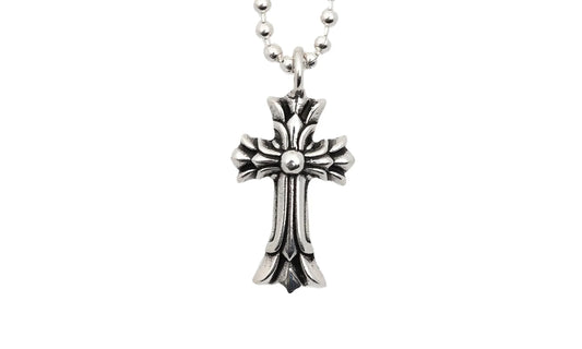 Double Cross Silver Pendant & Ball Chain "Silver" CHRM0666