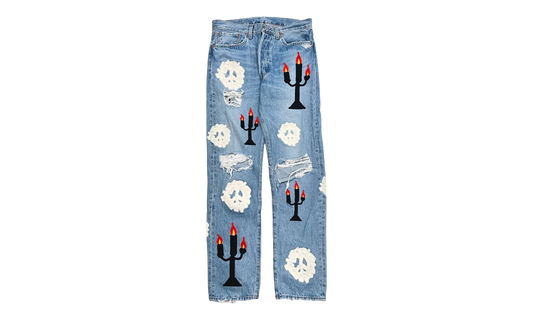 Levi's 501 Virgil Abloh Printed Jeans "Message in a Tear - Indigo" DT306