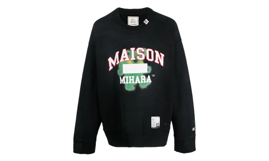 Distressed Teddy Bear Logo Crewneck Sweatshirt "Black Multi" J10PO513 BLACK