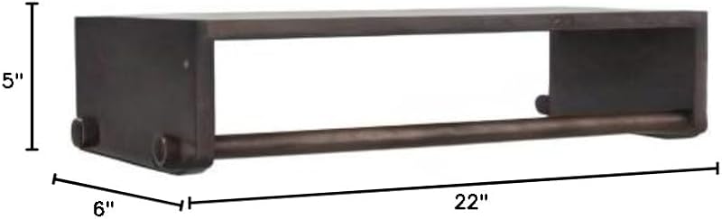 Mango Wood Wall Shelf with Rod Espresso Finish