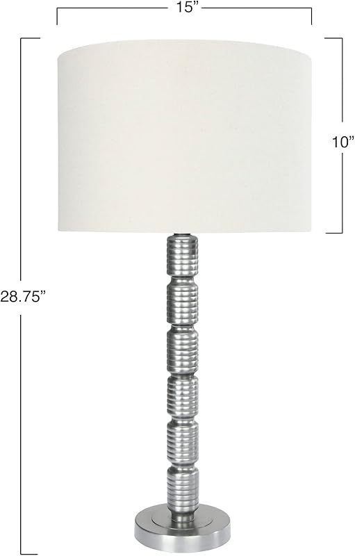 Faceted Metal Table Lamp with Stacked Column Design