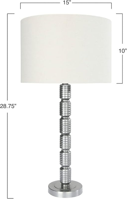 Faceted Metal Table Lamp with Stacked Column Design