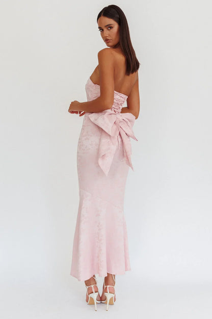 Melty Kisses Bow Back Maxi Dress Pink