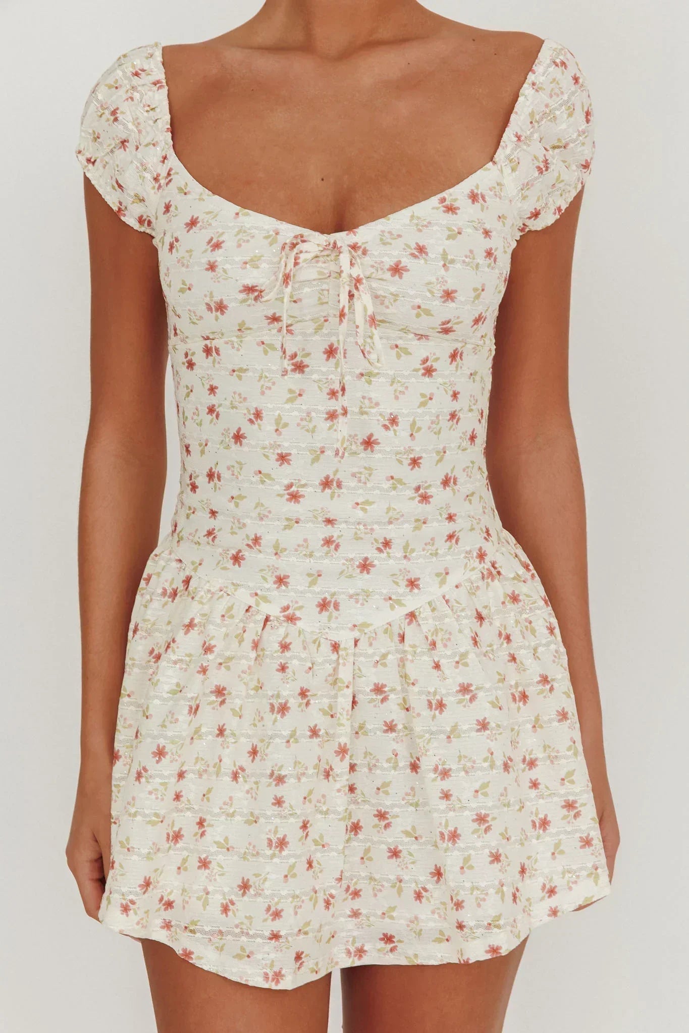 Mirela Cap Sleeve Lace Mini Dress Rose