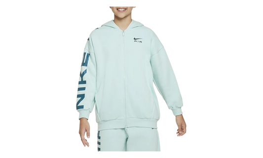 Air Club Fleece Girls' Oversized Full-Zip Hoodie GS "Jade Ice / Geode Teal" FD2960 346