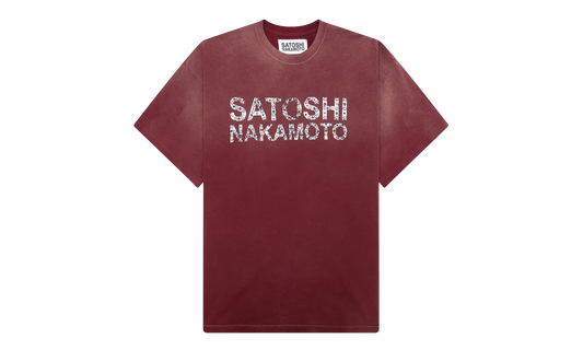 Pearl Studded Logo Tee "Burgundy" SAT004