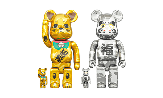 BAPE Maneki Neko & Daruma 100% & 400% "Gold & Silver Plated" MEDI3056