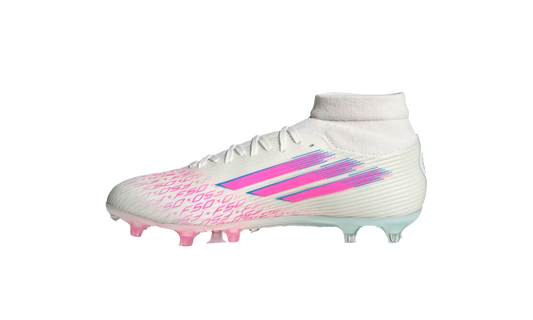 F50 League Mid-Cut FG/AG WMNS "Sparkfusion White Lucid Pink" JI0013