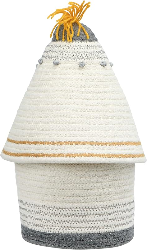 Cotton Rope Lid and Embroidery Baskets Grey DF3239